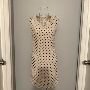 Elegant Beige Polka Dot Mini Dress